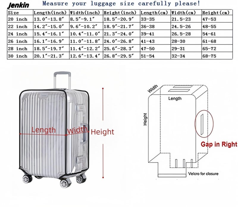 JenKin Luggage Protector Suitcase Cover PVC Waterproof Travel Suitcase Fits Most 20" to 30" (22" (15.0" L x 10.2" W x 21.7" H)) - Image 5